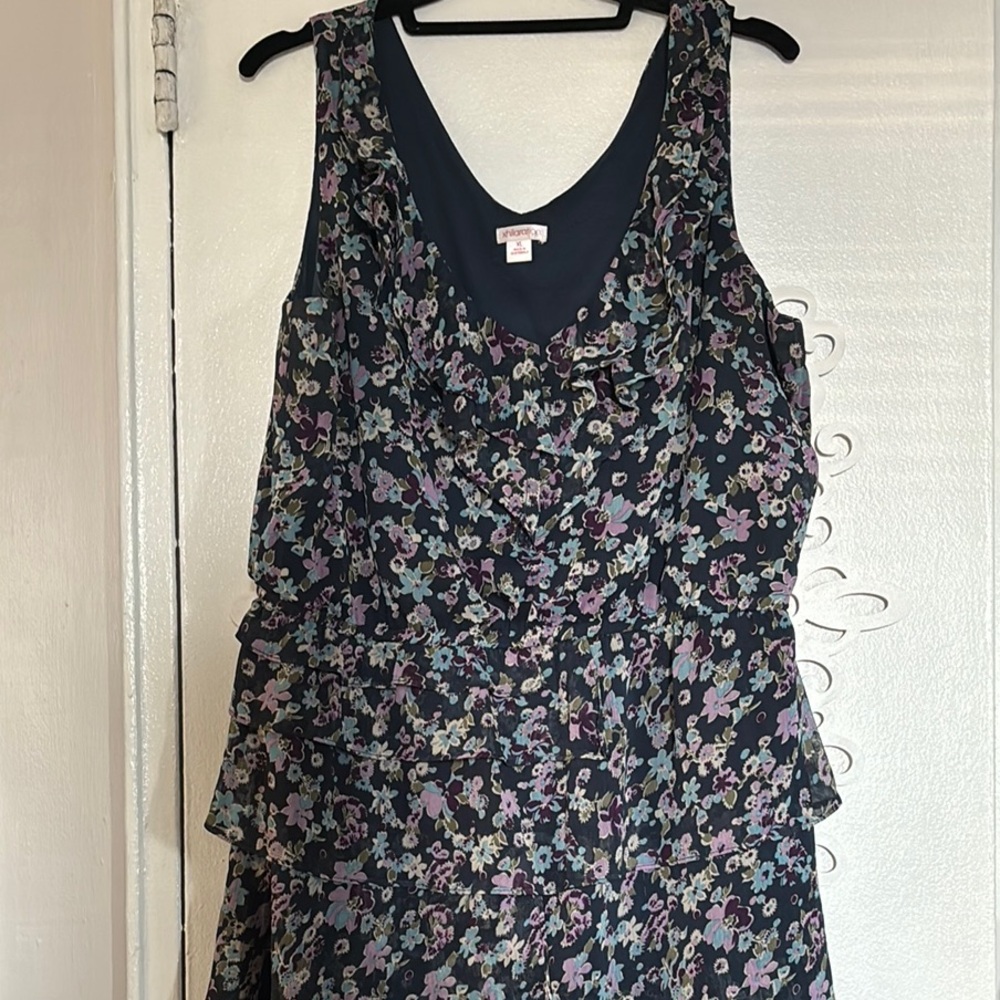 Xhilaration Navy Floral V-Neck Dress